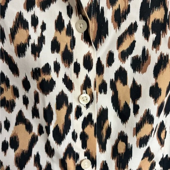 Chico's Blouse Top Size 1(M) Animal/Leopard Print Button-Down Long sleeve Cotton - Picture 6 of 11
